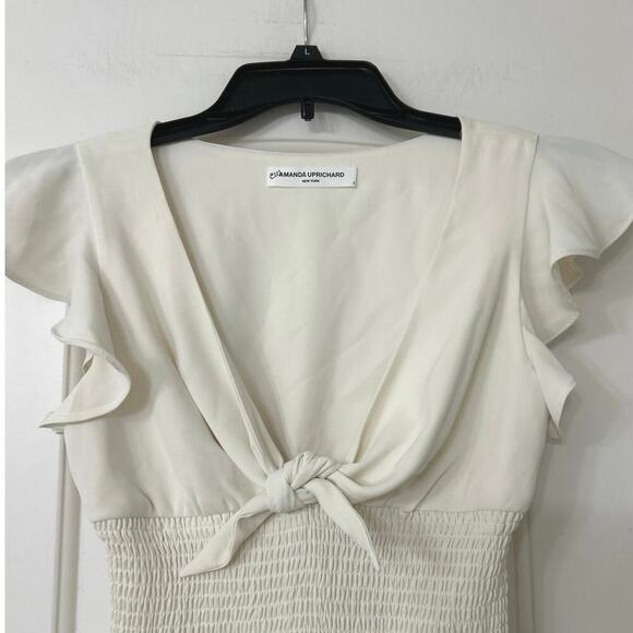 AMANDA UPRICHARD Ember Smocked Flutter Sleeve Sweetheart Neckline Top
Size Small - Picture 8 of 11